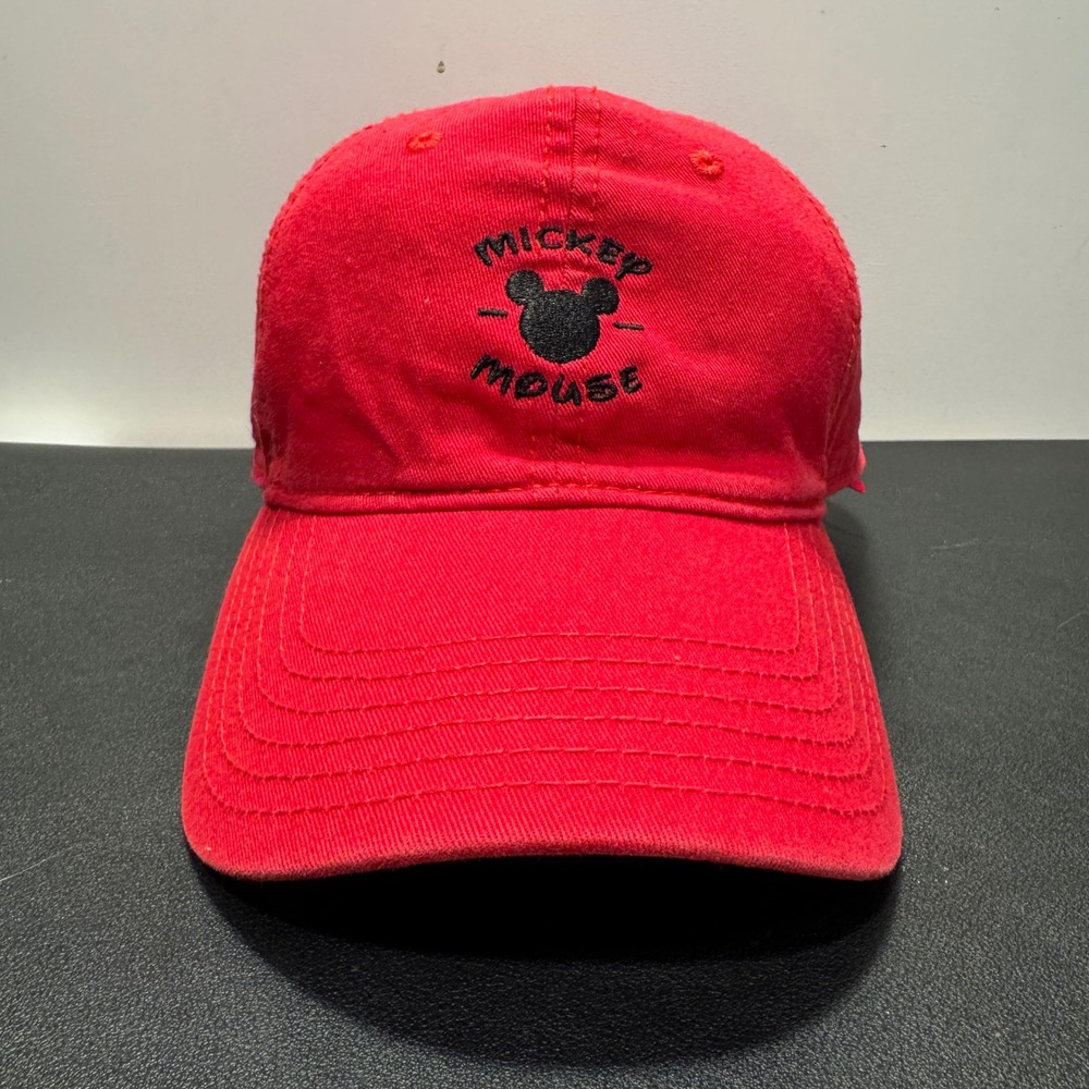 Disney Mickey Mouse Hat Cap OSFM Red Cotton Adjustable Strapback Dad Cap Retro